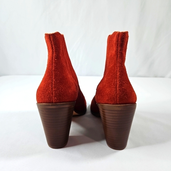 Rowen Peep Toe Stack Block Heel Booties Red/Orange Sz 6 - Picture 7 of 9